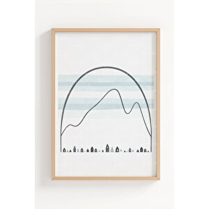 İskandinav Doğa Manzaraları 3’lü Ahşap Çerçeveli Tablo Seti - Sakin Modern Duvar Dekoru 21x30 cm