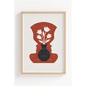 Sembolizm & Düşünce Figürleri 3’lü Ahşap Çerçeveli Tablo Seti - Modern Duvar Dekoru 50x70 cm