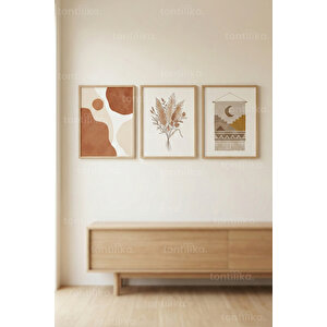 Minimal Doğa & Dokular 3’lü Ahşap Çerçeveli Tablo Seti 21x30 cm