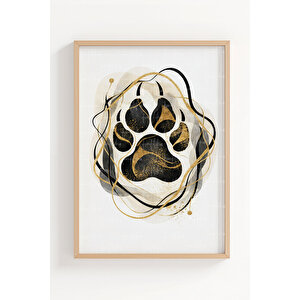 Altın Detaylı Güçlü Hayvan Sembolleri 3’lü Ahşap Çerçeveli Tablo Seti - Salon Duvar Dekoru