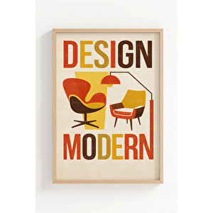 Modern Geometrik Ve Retro Formlar Temalı 3’lü Ahşap Çerçeveli Tablo Seti 21x30 cm