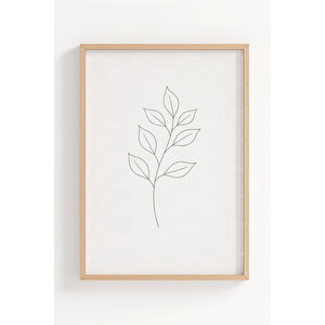 Minimal Botanik Yapraklar 3’lü Ahşap Çerçeveli Tablo Seti - Salon Duvar Dekoru 30x42 cm