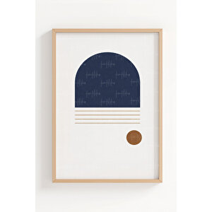 Minimalist Soyut Formlar 3’lü Ahşap Çerçeveli Tablo Seti - Modern Duvar Dekoru 30x42 cm