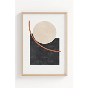 Minimalist Soyut Formlar 3’lü Ahşap Çerçeveli Tablo Seti - Modern Duvar Dekoru 30x42 cm