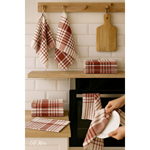 10 Lu Lüks Mutfak Kurulama Bezi Seti 45x65 Cm Table Linen Bordo