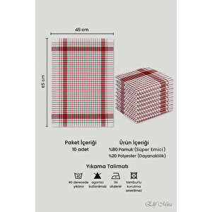10 Lu Lüks Mutfak Kurulama Bezi Seti 45x65 Cm Table Linen Bordo
