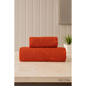 Banyo & Yüz Havlusu Seti %100 Pamuk 90x150 + 50x90 Cm – Amorivy Kiremit