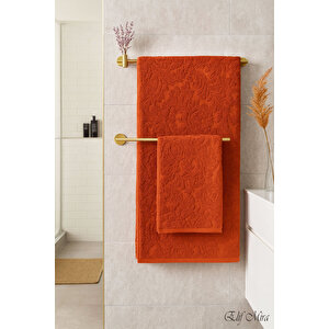 Banyo & Yüz Havlusu Seti %100 Pamuk 90x150 + 50x90 Cm – Amorivy Kiremit