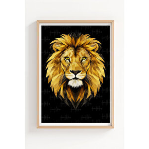 Altın Detaylı Vahşi Hayvanlar 3’lü Ahşap Çerçeveli Tablo Seti - Cesur Modern Duvar Dekoru 21x30 cm