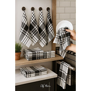 10 Lu Lüks Mutfak Kurulama Bezi Seti 45x65 Cm Table Linen Siyah