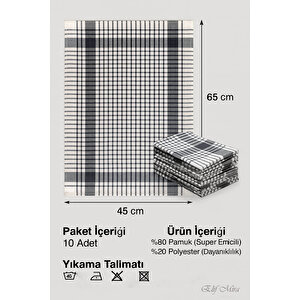 10 Lu Lüks Mutfak Kurulama Bezi Seti 45x65 Cm Table Linen Siyah