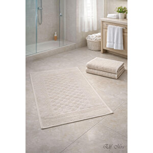 3’lü Banyo Ayak Havlusu Seti %100 Pamuk Damatouch Bej