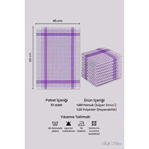 10 Lu Lüks Mutfak Kurulama Bezi Seti 45x65 Cm Table Linen Lila