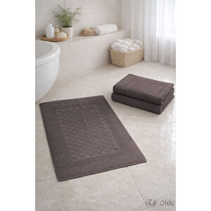 3’lü Banyo Ayak Havlusu Seti %100 Pamuk Damatouch Antrasit