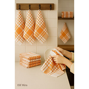 10 Lu Lüks Mutfak Kurulama Bezi Seti 45x65 Cm Table Linen Turuncu
