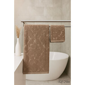Banyo & Yüz Havlusu Seti %100 Pamuk 90x150 + 50x90 Cm – Amorivy Kahve