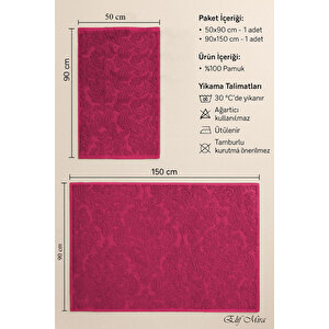 Banyo & Yüz Havlusu Seti %100 Pamuk 90x150 + 50x90 Cm – Amorivy Vişne