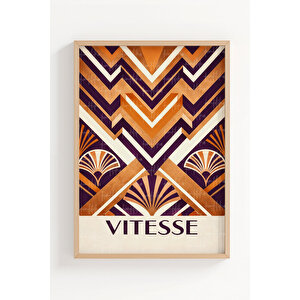 Retro Art Deco Şehir Ve Figür 3’lü Ahşap Çerçeveli Tablo Seti 50x70 cm