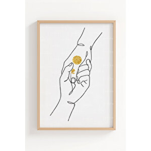 Minimal İlham 3’lü Ahşap Çerçeveli Tablo Seti - Modern Sade Duvar Dekoru 50x70 cm