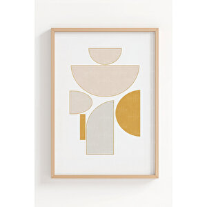 Geometrik Minimal Formlar 3’lü Ahşap Çerçeveli Tablo Seti – Modern Duvar Dekoru 21x30 cm