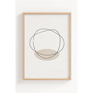 Minimal Soyut Formlar 3’lü Ahşap Çerçeveli Tablo Seti - Modern Japandi Duvar Dekoru 21x30 cm