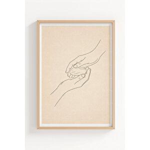 Soft Minimal Formlar 3’lü Ahşap Çerçeveli Tablo Seti – Japandi Doğal Duvar Dekoru