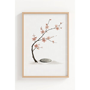 Zen Denge 3’lü Ahşap Çerçeveli Tablo Seti - Japandi Minimal Duvar Dekoru 50x70 cm