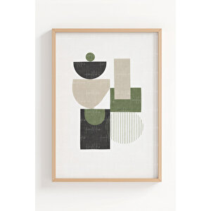 Zen Denge 3’lü Ahşap Çerçeveli Tablo Seti - Japandi Minimal Duvar Dekoru 50x70 cm