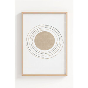 Zen Botanik & Geometrik 3’lü Ahşap Çerçeveli Tablo Seti – Minimal Modern Duvar Dekoru 50x70 cm