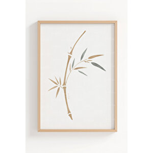 Zen Botanik & Geometrik 3’lü Ahşap Çerçeveli Tablo Seti – Minimal Modern Duvar Dekoru 50x70 cm