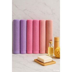 6 Lı Softtouch El Yüz Banyo Havlusu Seti %100 Pamuklu 50x90 Cm Pembe