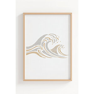 Minimal Doğa Manzarası 3’lü Ahşap Çerçeveli Tablo Seti – Japandi Duvar Dekoru 50x70 cm