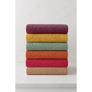6 Lı El Yüz Renkli Havlu Seti %100 Pamuklu 50x90 Cm Velora Koleksiyon Kahve