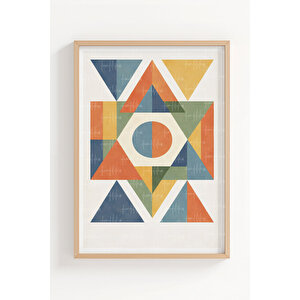 Modern Geometrik Soyut 3’lü Ahşap Çerçeveli Tablo Seti