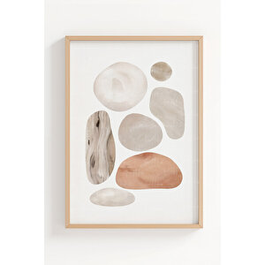 Soft Organic Forms 3’lü Ahşap Çerçeveli Tablo Seti 30x42 cm