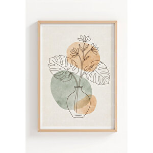 Modern Doğal Kompozisyonlar 3’lü Ahşap Çerçeveli Tablo Seti - Salon Duvar Dekoru 50x70 cm