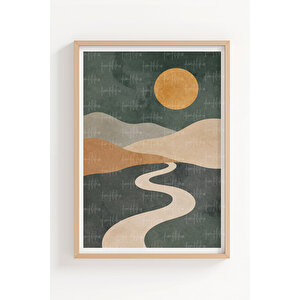 Modern Doğal Kompozisyonlar 3’lü Ahşap Çerçeveli Tablo Seti - Salon Duvar Dekoru