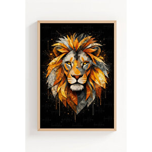 Cesur Hayvan Portreleri 3’lü Ahşap Çerçeveli Tablo Seti - Salon Duvar Dekoru 30x42 cm