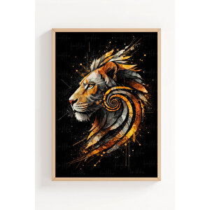 Cesur Hayvan Portreleri 3’lü Ahşap Çerçeveli Tablo Seti - Salon Duvar Dekoru