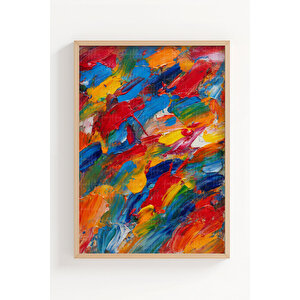 Soyut Renk Patlaması 3’lü Ahşap Çerçeveli Tablo Seti