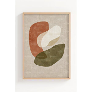 Doğal Dokulu Boho Soyut 3’lü Ahşap Çerçeveli Tablo Seti 30x42 cm