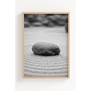 Zen Minimal Japanese Calm 3’lü Ahşap Çerçeveli Tablo Seti