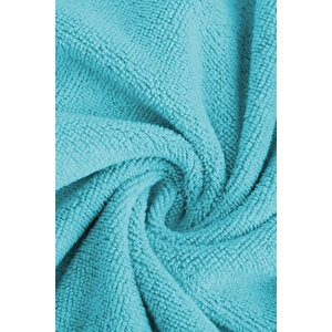 Genç Kız / Erkek Çocuk Kapşonlu Garson Boy Kadife Bornoz %100 Pamuklu Turkuaz-15-16 Yaş