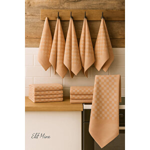 Kare Desenli Mutfak Kurulama Bezi Seti 10’lu 50x70 Cm Casaline Somon Somon