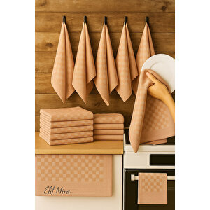 Kare Desenli Mutfak Kurulama Bezi Seti 10’lu 50x70 Cm Casaline Somon Somon