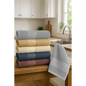 6'lı Mutfak Havlusu Seti 30x50 Cm %100 Pamuklu Wendy