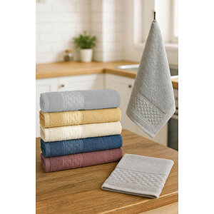 6'lı Mutfak Havlusu Seti 30x50 Cm %100 Pamuklu Wendy