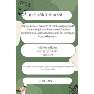 6'lı Mutfak Havlusu Seti 30x50 Cm %100 Pamuklu Wendy