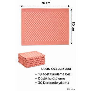 Kare Desenli Mutfak Kurulama Bezi Seti 10’lu 50x70 Cm Casaline Kırmızı Kırmızı