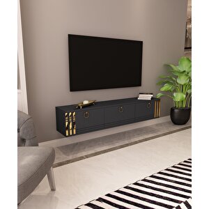 Sahran Tv Ünitesi Duvara Monte Antrasit-Altın